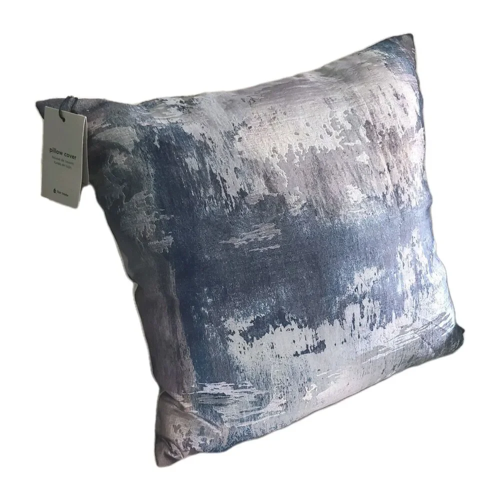 West Elm Abstract Haze blue silver 20x20 cover Throw Pillow NEW